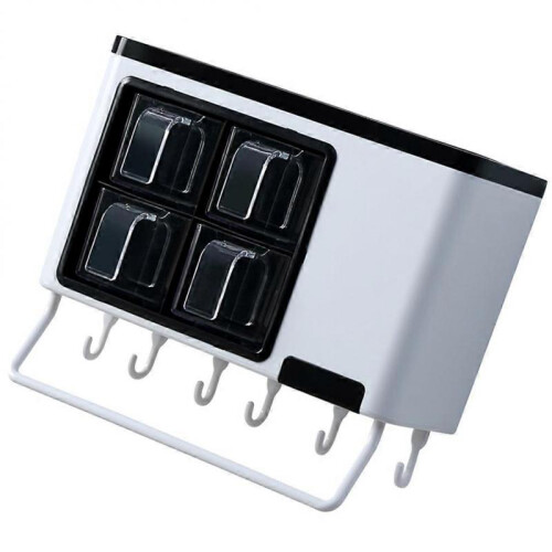 Seasoning Storage Box Wall Mounted Spice Preservation Bacteria Prevention Rectangular 29*11.5*17.5cm Black 1Pcs 1