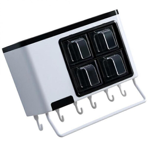 Seasoning Storage Box Wall Mounted Spice Preservation Bacteria Prevention Rectangular 29*11.5*17.5cm Black 1Pcs