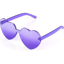 (As show, One size) Heart Sunglasses Rimless Transparent Heart Glasses Colorful Party Favor (Purple)