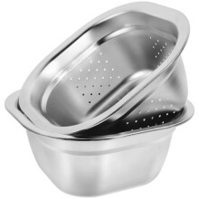 Fruit Washing Sieve Multi Functional Stainless Steel Basin Daily Use 25cm Drain Water 1 Set