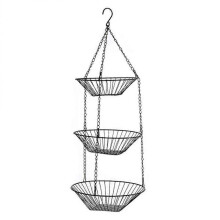 Wire Hanging Baskets Three Layer Fruit Basket Black Iron Home Decor Indoor Use 1Pcs