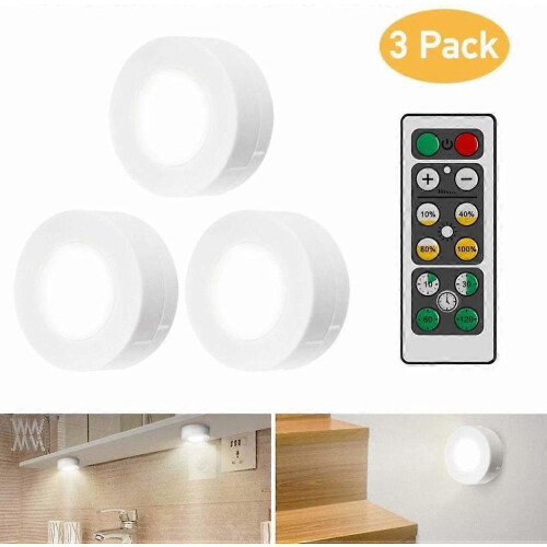 (As show, One size) Cabinet Lights LED with Remote Control, Adjustable Brightness, Battery Connected