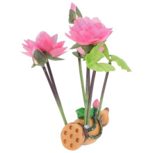 Aquarium Decorations Lotus Shape Realistic Flower Ornament 22x14cm Resin Climbing Space for Reptiles 1Pcs