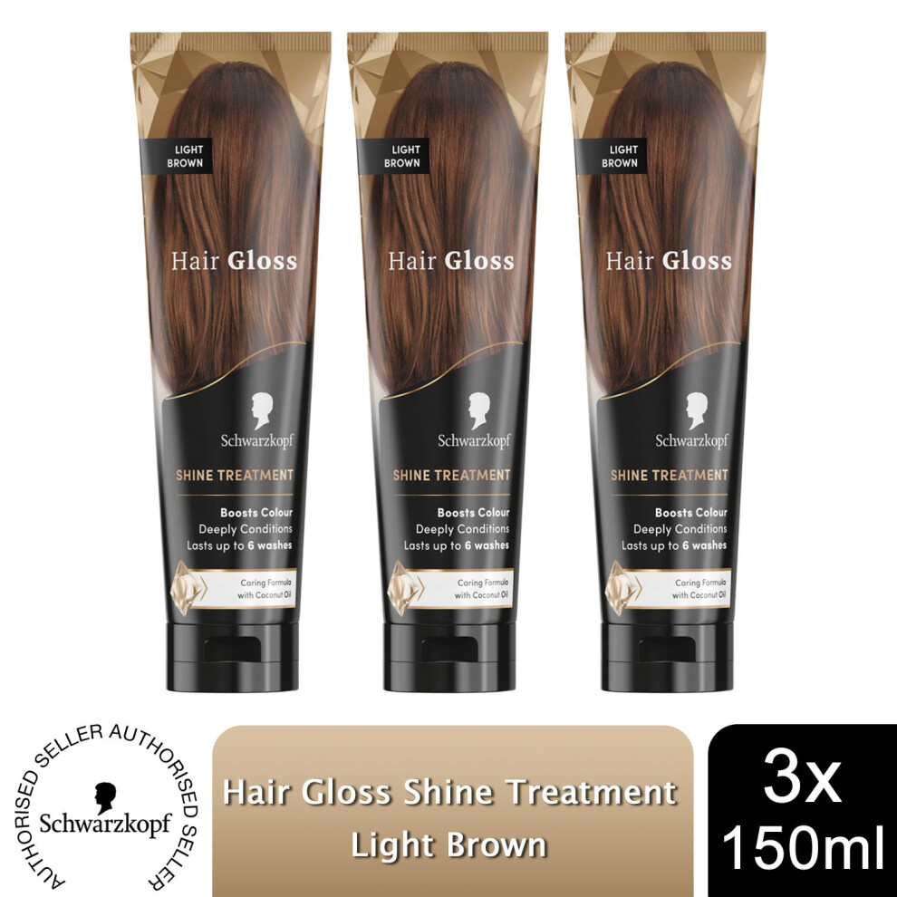 Schwarzkopf Hair Gloss Shine Treatment Light Brown 150ml, 3 Pack