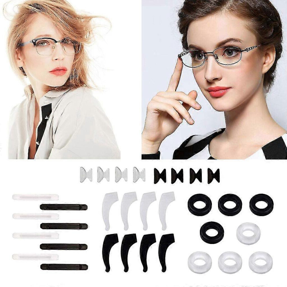 Furtalk Yellow (As Show, One Size) 16 Pairs Silicone Anti-Slip Round Eyeglass Retainers Nose Pads Ear Hooks Glasses