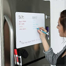 (As show, One size) 17"x12" Magnetic Whiteboard for Fridge with Stain-Resistant Technology, Refrigerator Magnet Board Planner In Flat Package