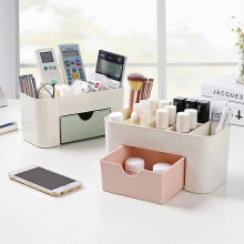 (As show, One size) Cosmetic Jewelry Organizer Office Storage Drawer Desk Makeup Case Plastic Makeup Brush Box Lipstick Remote Control Holder
