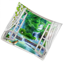 Wall Tapestry 150x150cm Multi-Colored 3D Window Landscape Design Wall Decoration Home Decor 1Set
