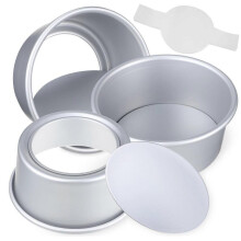 Cake Baking Pans Round Cake Tin and Liners Home Use Silver 1 Set