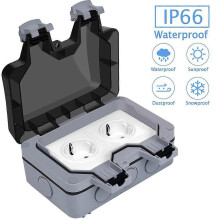 (As show, One size) Socket with lid outdoors - All in one frame + flush-mounted insert + cover, waterproof external socket, dustproof surface-mounted socket