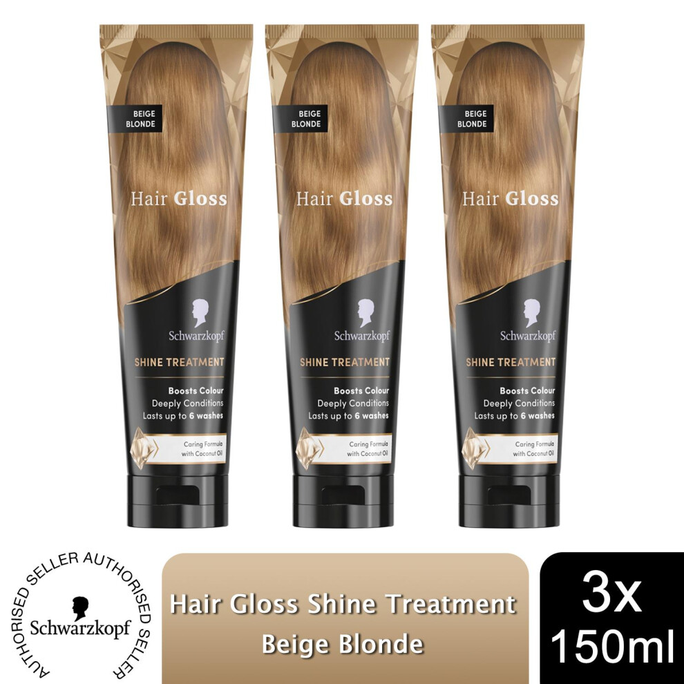 Schwarzkopf Cream Hair Gloss Shine Treatment Beige Blonde 150Ml, 3 Pack