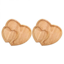 Heart Shaped Dessert Tray Bamboo Snacks Plate Festivals Portable 23.00X23.00X2.00CM Food Serving 2Pcs