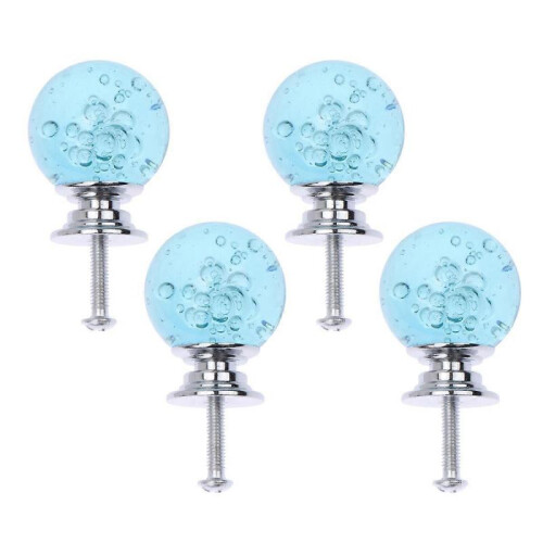 Cabinet Hardware Knobs Ball Handle for Drawers Silver Turquoise 4 Set A Pack 2