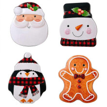 Tinplate Box present Packaging Red Holiday Decoration for Cookies 4Pcs