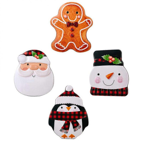 Tinplate Box present Packaging Red Holiday Decoration for Cookies 4Pcs 2