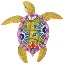 Turtle Wall Decor Ironwork Hanging Decoration for Indoor Space Yellow 30.50X30.50X0.50CM 1Set