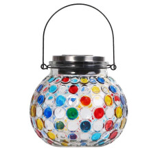 Solar Mosaic Lantern with Hanging Feature, Durable Material, Ideal Deck Ornament
