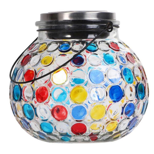 Solar Mosaic Lantern with Hanging Feature, Durable Material, Ideal Deck Ornament 1