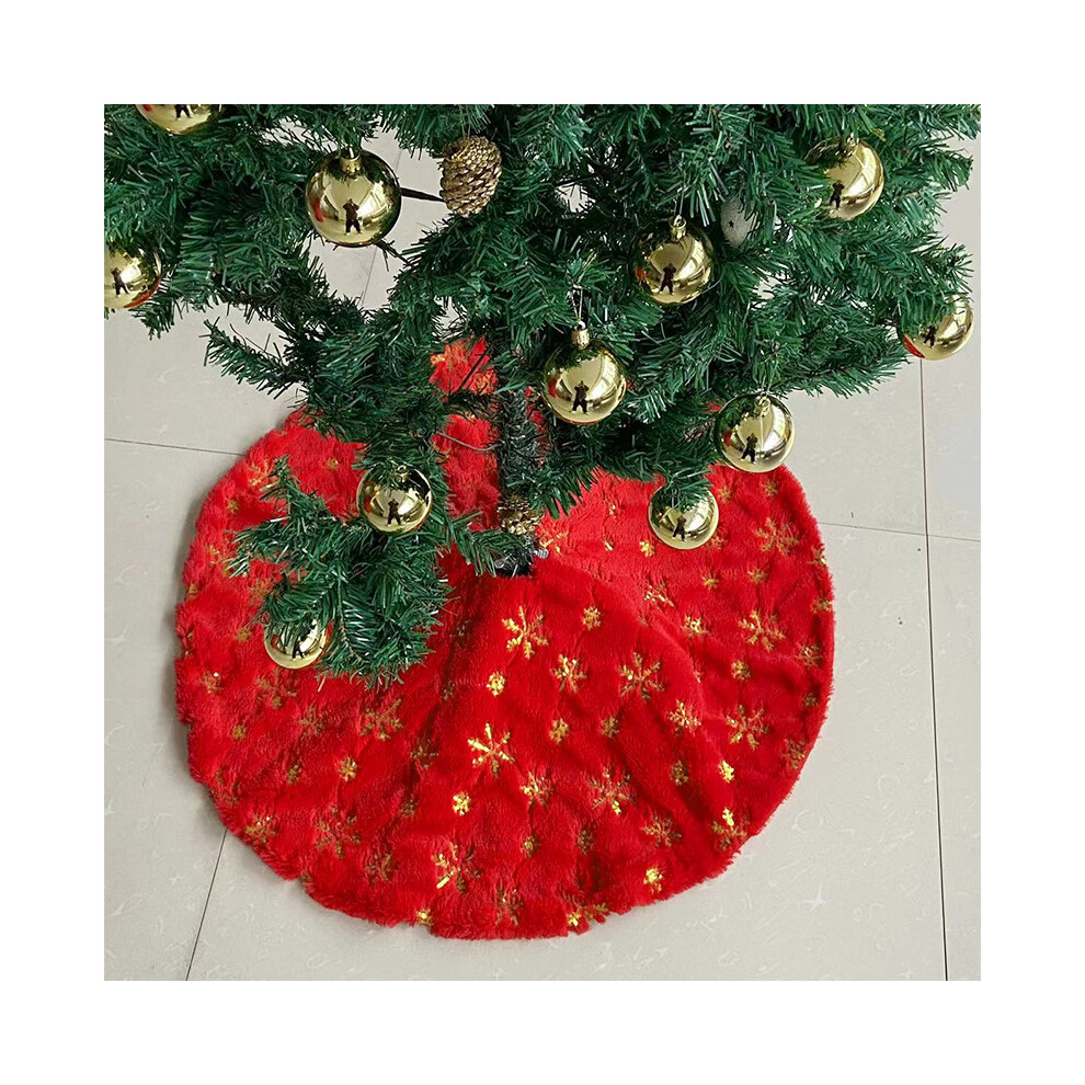 (Golden beads and snowflakes red tree 120cm) Christmas Tree Skirt Silver Beads Imitation Snowflake Embroidered Snowflake Tree Skirt-image-OPC-PHNDWCK-NEW