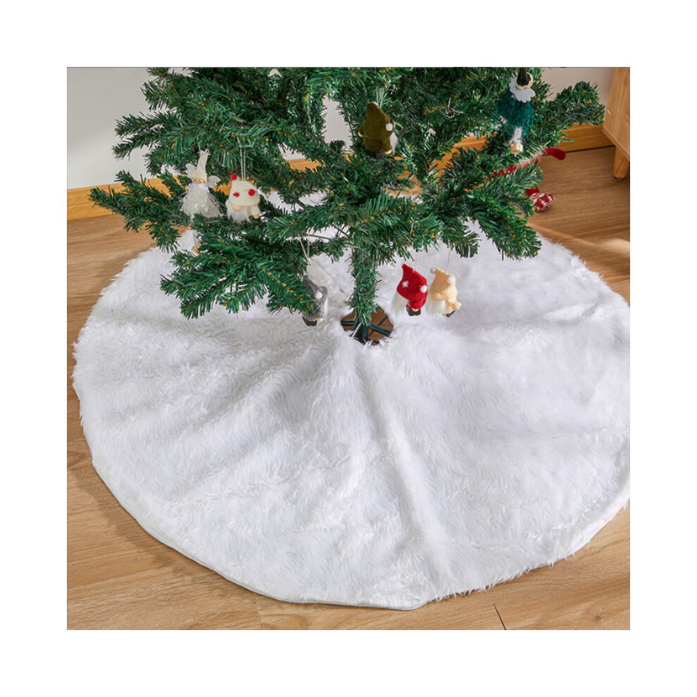 (White long hair tree skirt 150CM) Christmas Tree Skirt Silver Beads Imitation Snowflake Embroidered Snowflake Tree Skirt-image-OPC-PHNDWC7-NEW