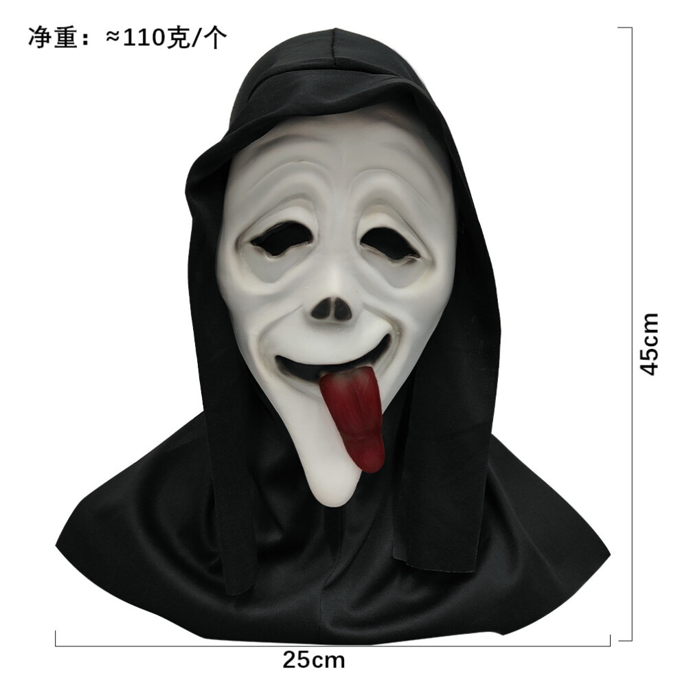 (Screaming red tongue mask) Screaming Ghost Mask Masquerade Horror Death Headband Halloween Party Spoof Props-image-OPC-PHNDWHM-NEW