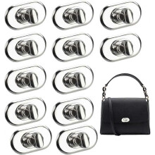 (As show, One size) 12 PCS Bag Closure 19 * 35mm Anti-rust Satchel Clasp Detachable Turn Locks Closure for DIY Leather Coin Purse Satchel Suitcase Box - Silver