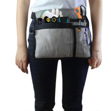 (As show, One size) Multi-pocket canvas waist bagElectrician's tool chestGardening tool waist bag