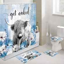 (Multicolor3, Shower curtain 180X180) Bathroom 4-piece Set Of Western Shower Curtains, Southwest Native Kokopelli Shower Curtains