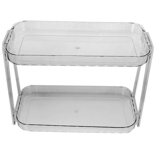 Cosmetics Display Shelf Bathroom Storage Rack Slip-Resistant Double Layers Transparent 1Pcs 2