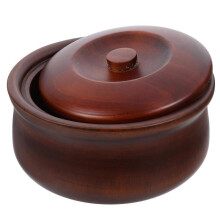Salad Bowl with Lid Wooden Bowl for Food Store 18.00X17.00X7.50CM Dark Brown Easy Cleaning 1Set