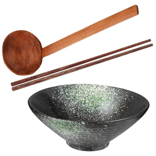Soup Bowls Ceramic Noodle Bowl Household Tableware Conical Shape Microwave Safe 3Pack