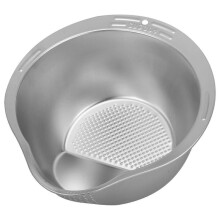 Fruit And Vegetable Washing Basin Stainless Steel Rice Sieve Bowl for Families Silver 26.7X13.7CM Rice Cleaning 1Pcs