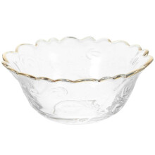 Elegant Glass Bowl Round Golden Edged Rose Transparent for Parties Barbecues Weddings 1Set