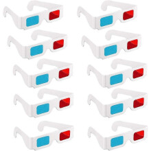 (As show, One size) 10 Pairs Red and Blue Paper 3D Glasses for Travel and Movie Decoration