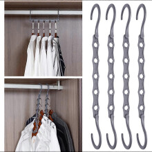 (As show, One size) 4 plastic five hole space saving hangers - gray, magic hangers save space, space storage and organization rotating hangers
