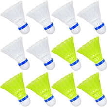 (As show, One size) 12 pcs Durable Nylon Badminton Shuttlecocks Indoor Outdoor Sport High Speed Training Badminton (White and Yellow)