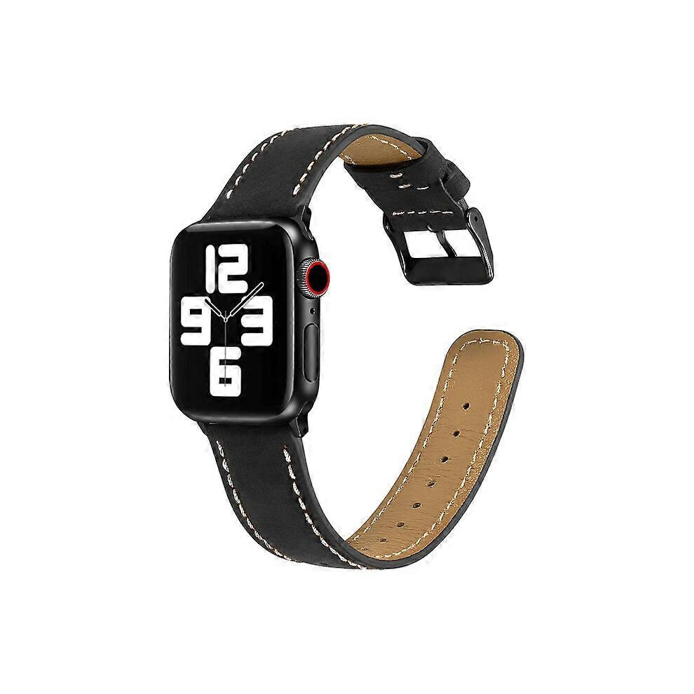 (As show, One size) Compatible with Apple Watch strap - black, 49mm 45mm 44mm 42mm leather replacement bracelet strap compatible with Apple Watch Ultr-image-OPC-PHNF2BM-NEW