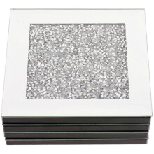 Square Stone Coasters General Users Restaurant High-End Glass Material 10x10x0.7cm 4Pcs