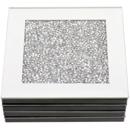 Square Stone Coasters General Users Restaurant High-End Glass Material 10x10x0.7cm 4Pcs