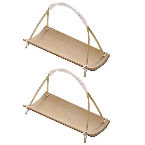 Snack Tray Bamboo Rectangular Condiment Serving Tray 7.55.13.1in 2Set 2