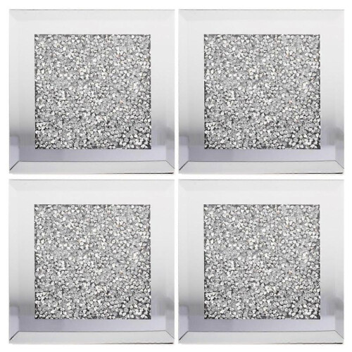 Square Stone Coasters General Users Restaurant High-End Glass Material 10x10x0.7cm 4Pcs 2