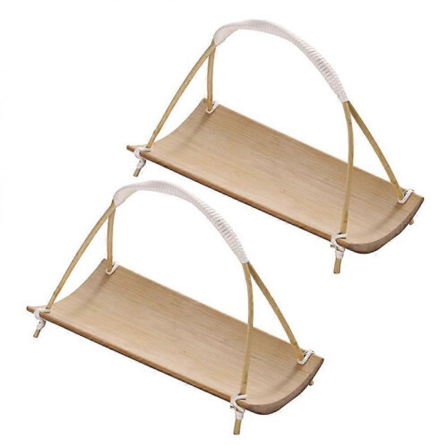 Snack Tray Bamboo Rectangular Condiment Serving Tray 7.55.13.1in 2Set 1