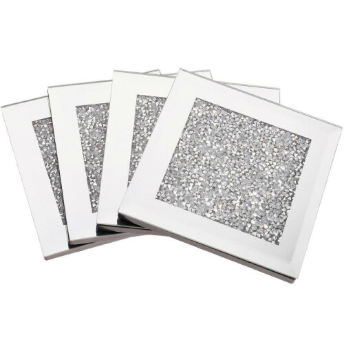 Square Stone Coasters General Users Restaurant High-End Glass Material 10x10x0.7cm 4Pcs 1