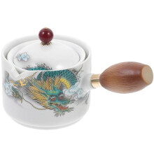Side Handle Ceramic Teapot Traditional Chinese Style Tea Brewing 1Set