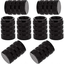 (As show, One size) 8Pcs tire valve stem cover (black), universal aluminum tire valve cap with rubber ring, dustproof valve cover for cars, SUVs, bicycles, trucks, and mo