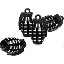 (As show, One size) 4-pack valve stem cover (black,size 14 * 29mm), aluminum alloy heavy-duty valve stem cover, airtight tire cover for automobiles, SUVs, trucks, motorcy