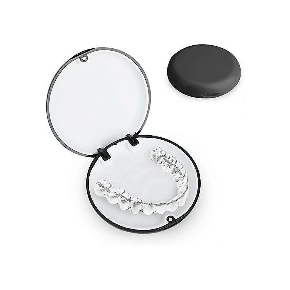 Black (As Show, One Size) Retainer Sleeve (, Excluding Dentures), Orthodontic Denture Box, Circular Retainer Box, Oral Protective Sleeve, With Magnetic