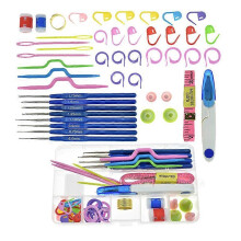 (As show, One size) 53 Piece Set of Knitting Tool Accessories, Knitting and Crochet Accessories Basic Sewing Knitting Tool Set, Needle Holder Marking, Non woven Crochet E