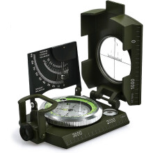 (As show, One size) Outdoor high-precision compass compass (green), north compass, with slope indicator, professional night light, waterproof and portable