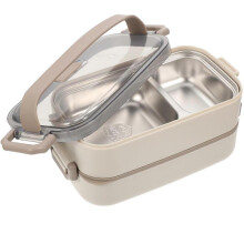 Leak Proof Lunch Containers Stainless Steel Divided Compartment Design Picnic Meal Storage 19.6x11.8x10.5cm 1Set